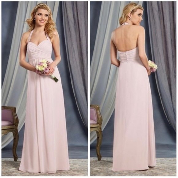 Alfred Angelo Dresses & Skirts - Alfred Angelo Ballerina Pink Style 7372L Draped Empire Long Bridesmaid Dress